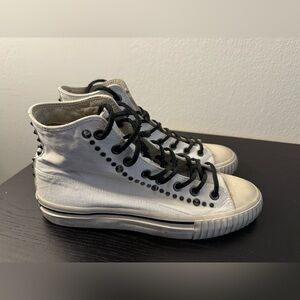 John Varvatos Canvas High Top Studded Sneaker Size 7 White New